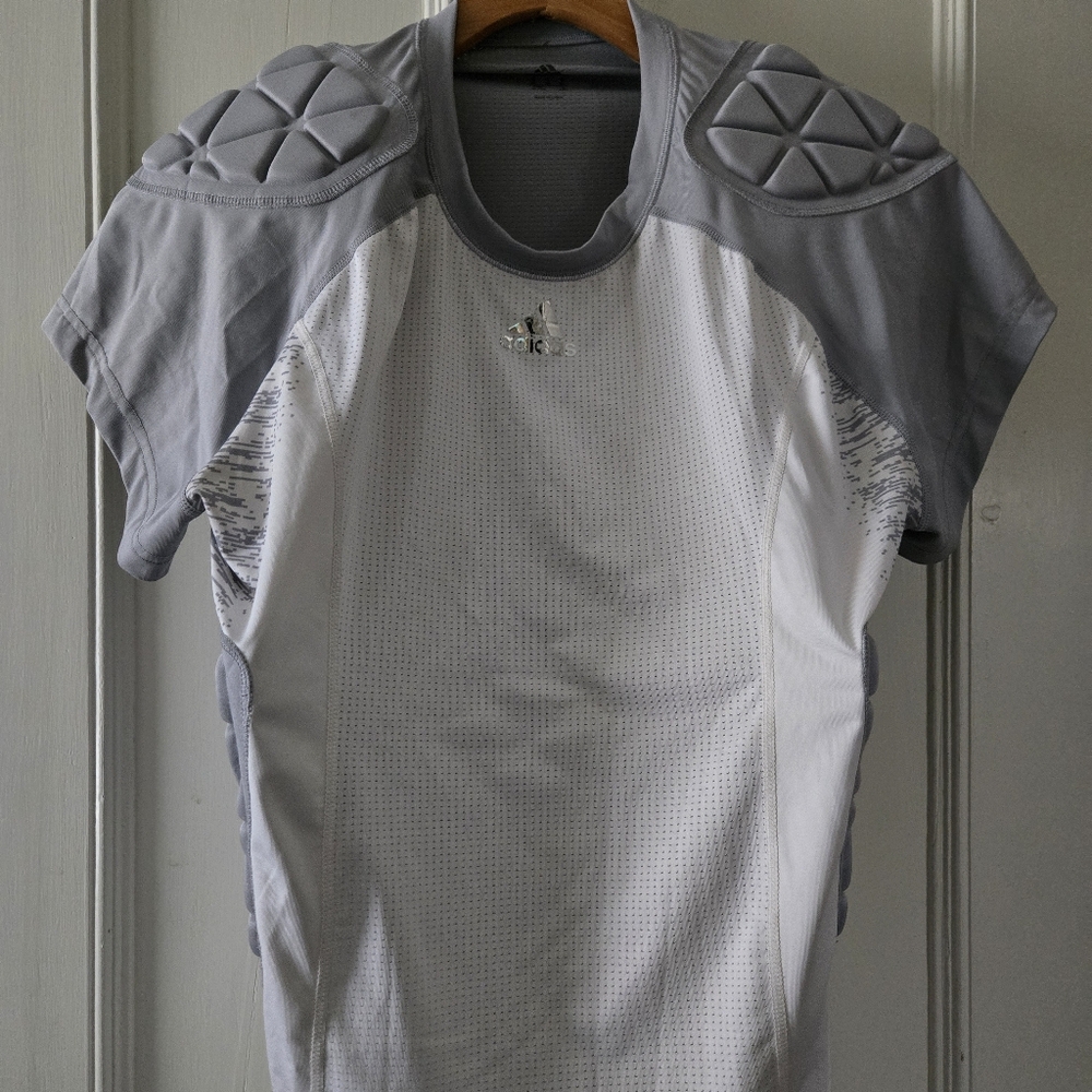 Adidas Padded Football Shirt White Gray Size XL